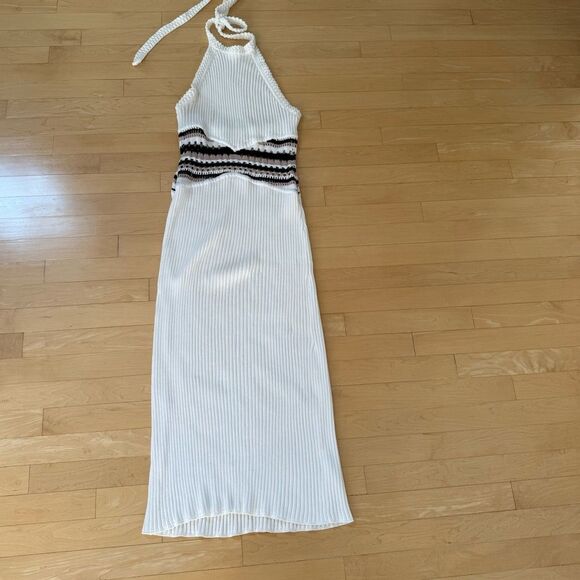 Ramy Brook Theo Knit Halter Midi Dress in White M NWOT - Picture 3 of 11
